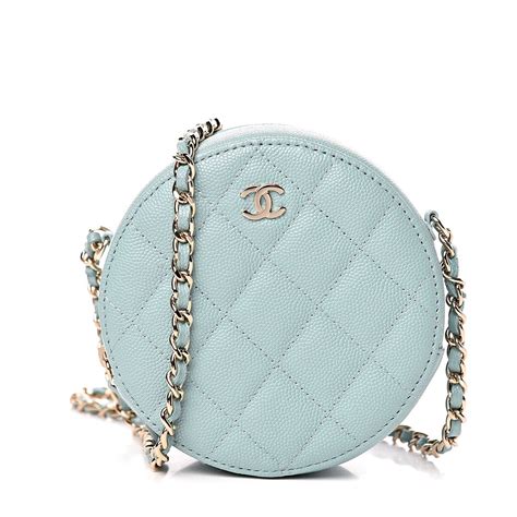 CHANEL Caviar Quilted Small Clutch With Chain Light Blue 